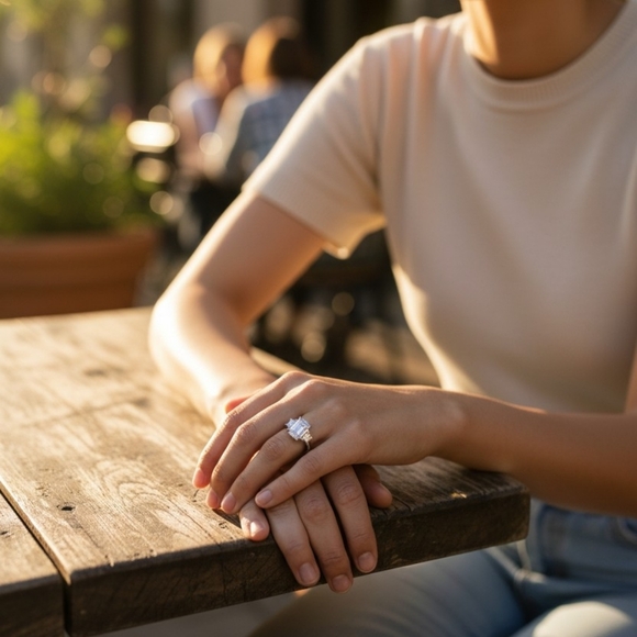 KOHLS Silver Ring with Clear Gemstones - Picture 3 of 10